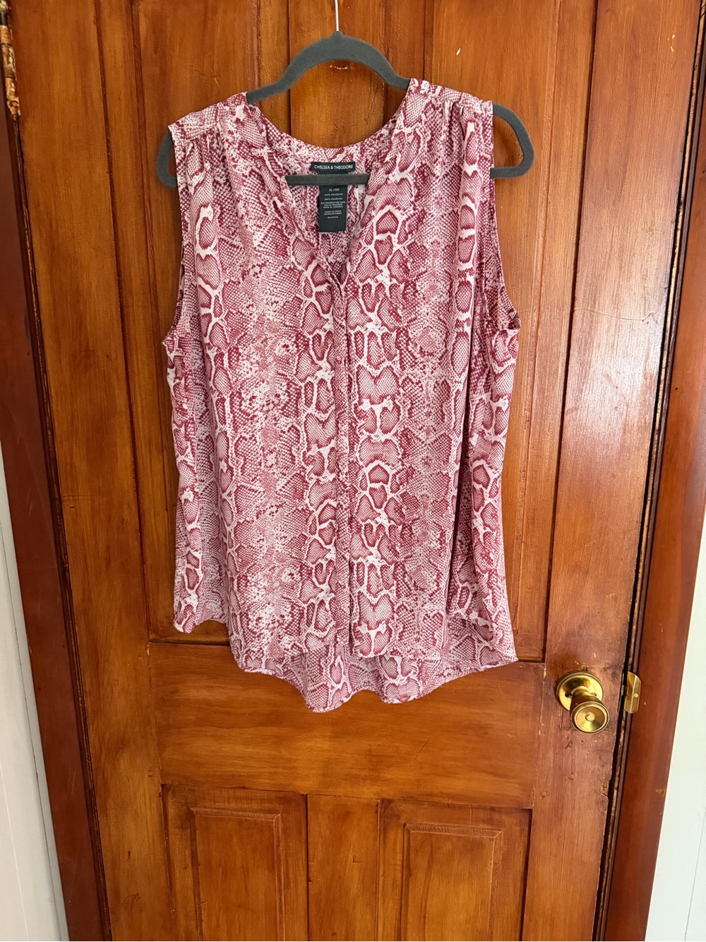 Chelsea & Theodore Pink Snake Print Sleeveless Top